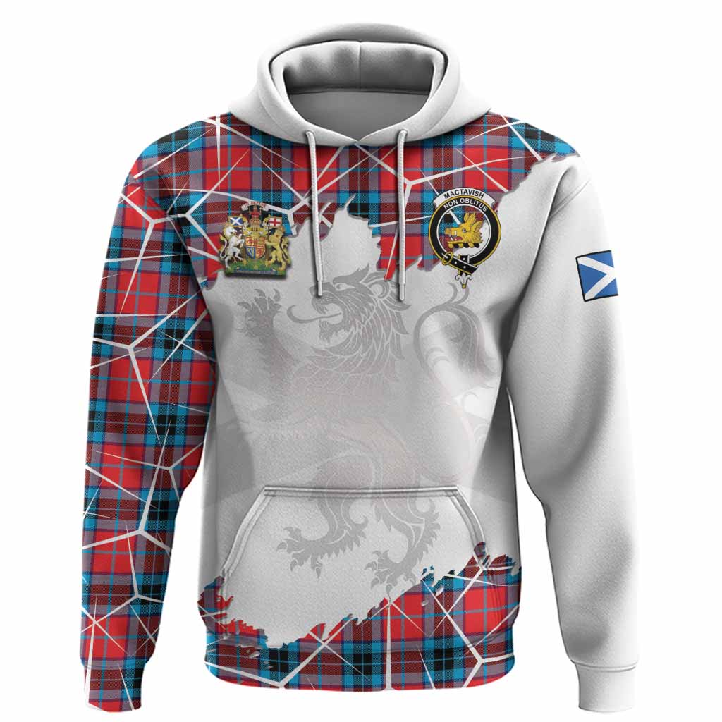 MacTavish (McTavish) Tartan Hoodie with Family Crest and Lion Rampant Grunge Style