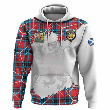 MacTavish (McTavish) Tartan Hoodie with Family Crest and Lion Rampant Grunge Style