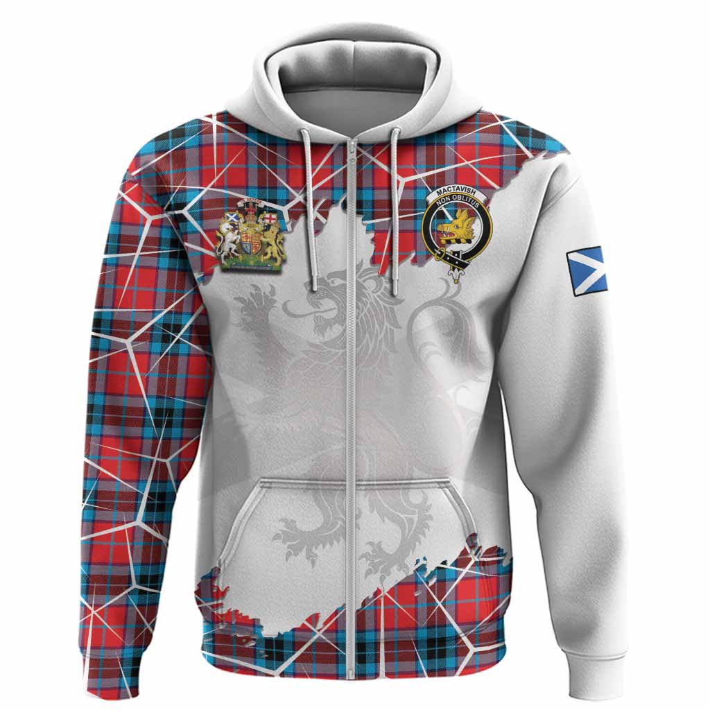 MacTavish (McTavish) Tartan Hoodie with Family Crest and Lion Rampant Grunge Style