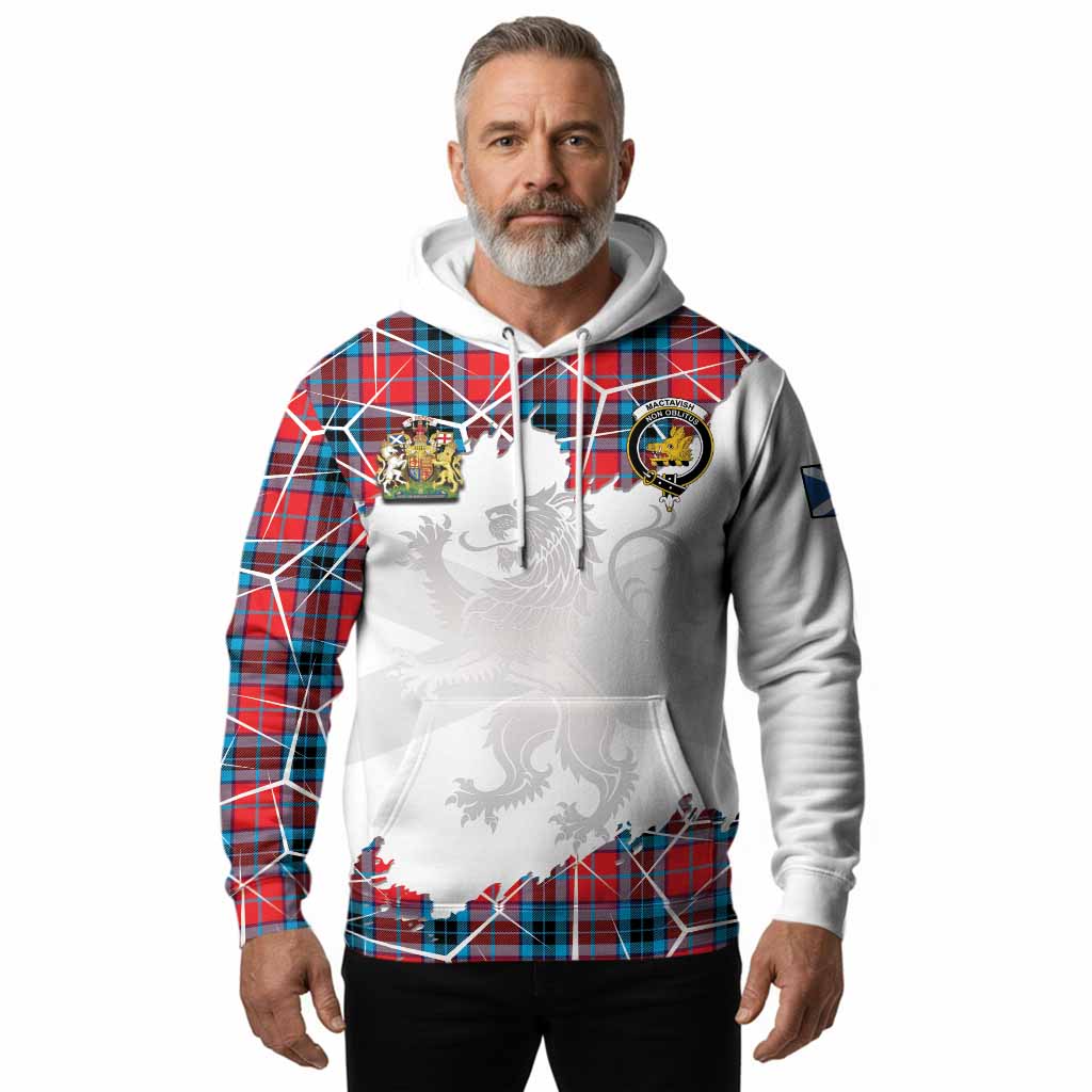 MacTavish (McTavish) Tartan Hoodie with Family Crest and Lion Rampant Grunge Style