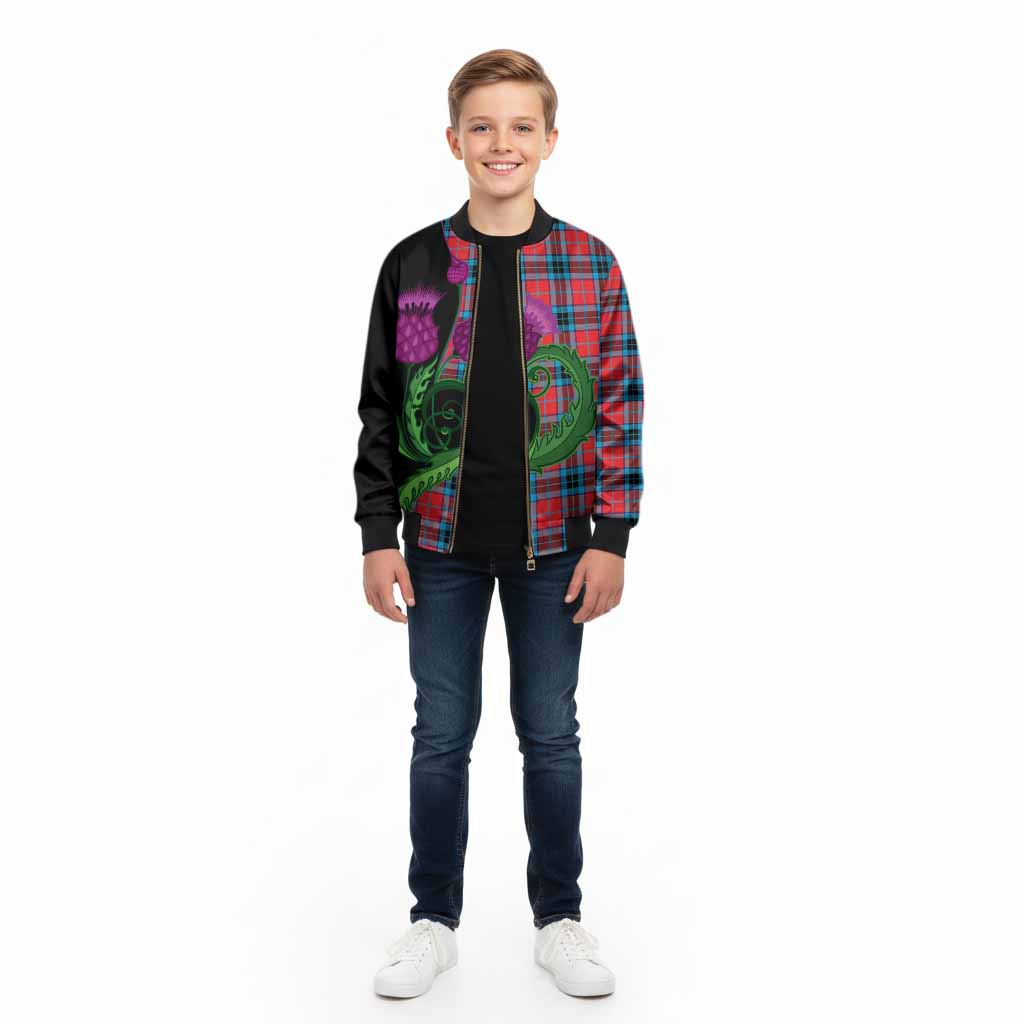 MacTavish (McTavish) Tartan Kid Bomber Jacket Traditional Scottish Thistle