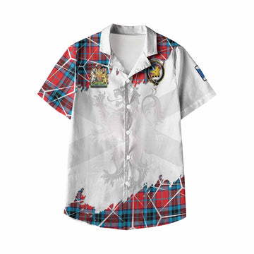 MacTavish (McTavish) Tartan Kid Hawaiian Shirt with Family Crest and Lion Rampant Grunge Style