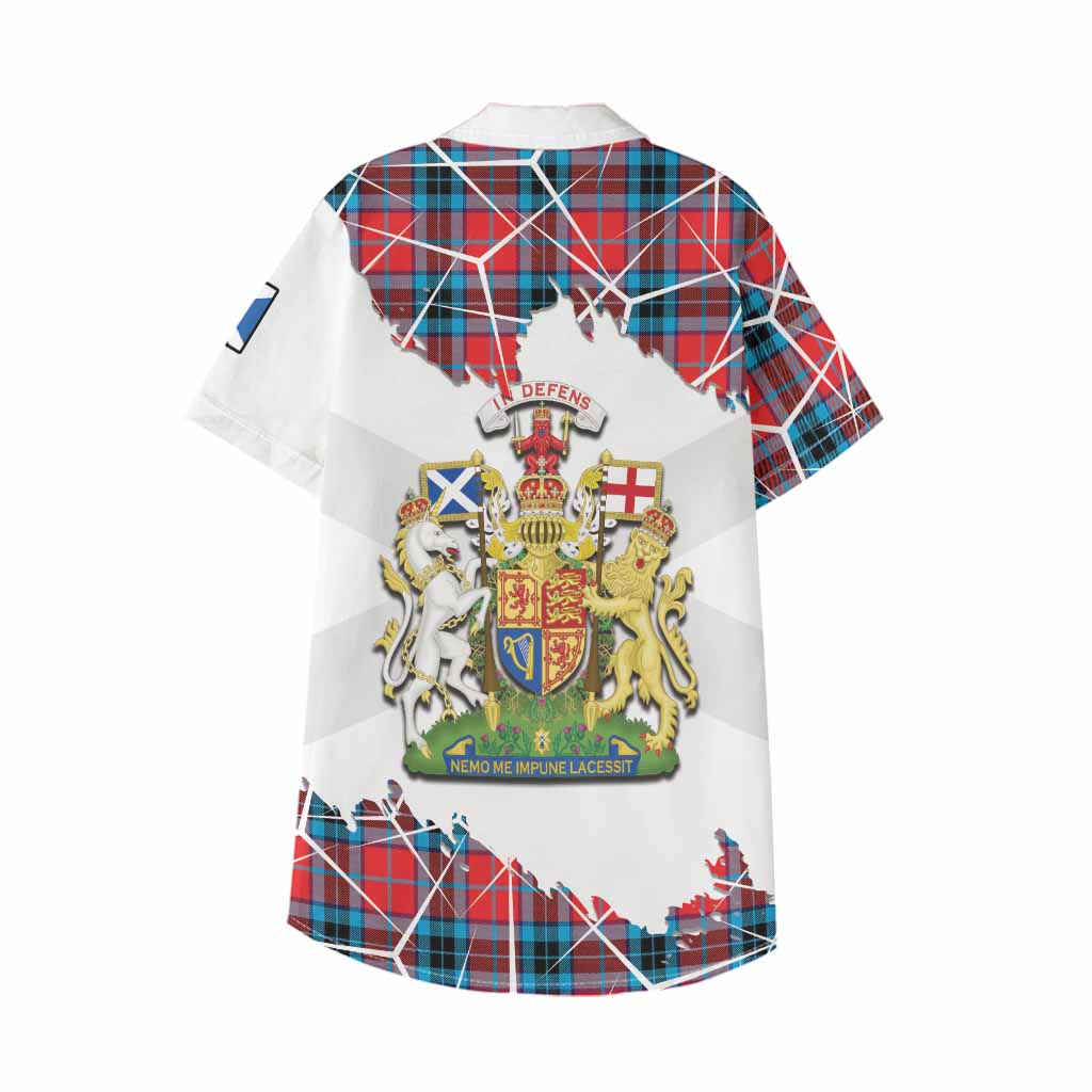 MacTavish (McTavish) Tartan Kid Hawaiian Shirt with Family Crest and Lion Rampant Grunge Style