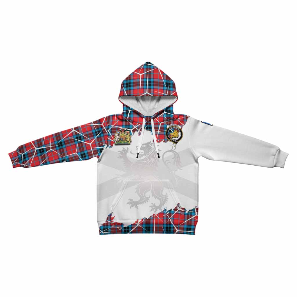MacTavish (McTavish) Tartan Kid Hoodie with Family Crest and Lion Rampant Grunge Style
