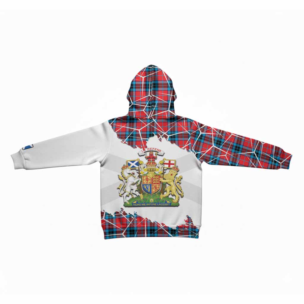 MacTavish (McTavish) Tartan Kid Hoodie with Family Crest and Lion Rampant Grunge Style