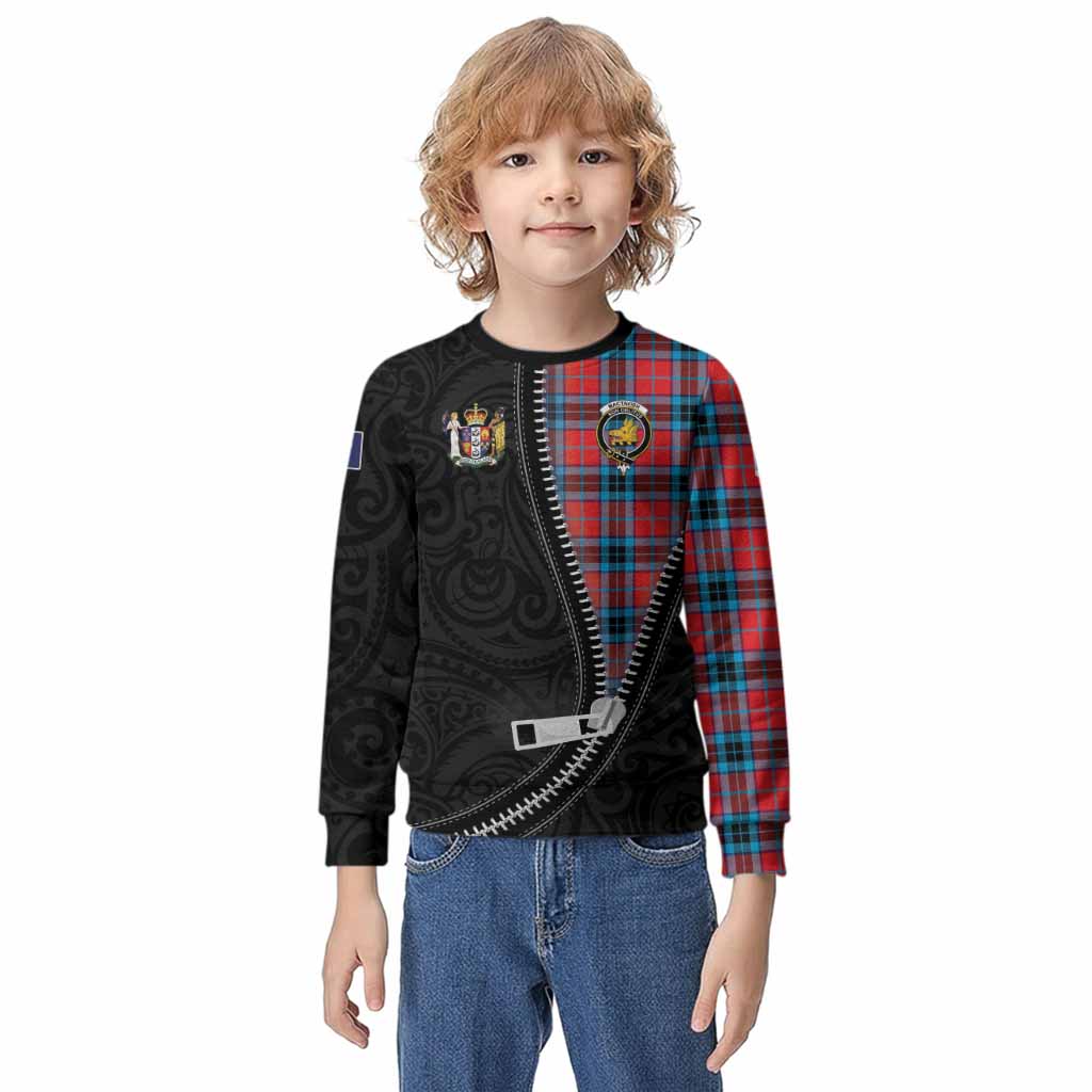 MacTavish (McTavish) Tartan Kid Knitted Sweatshirt New Zealand Pattern Unique Zipper Stylized