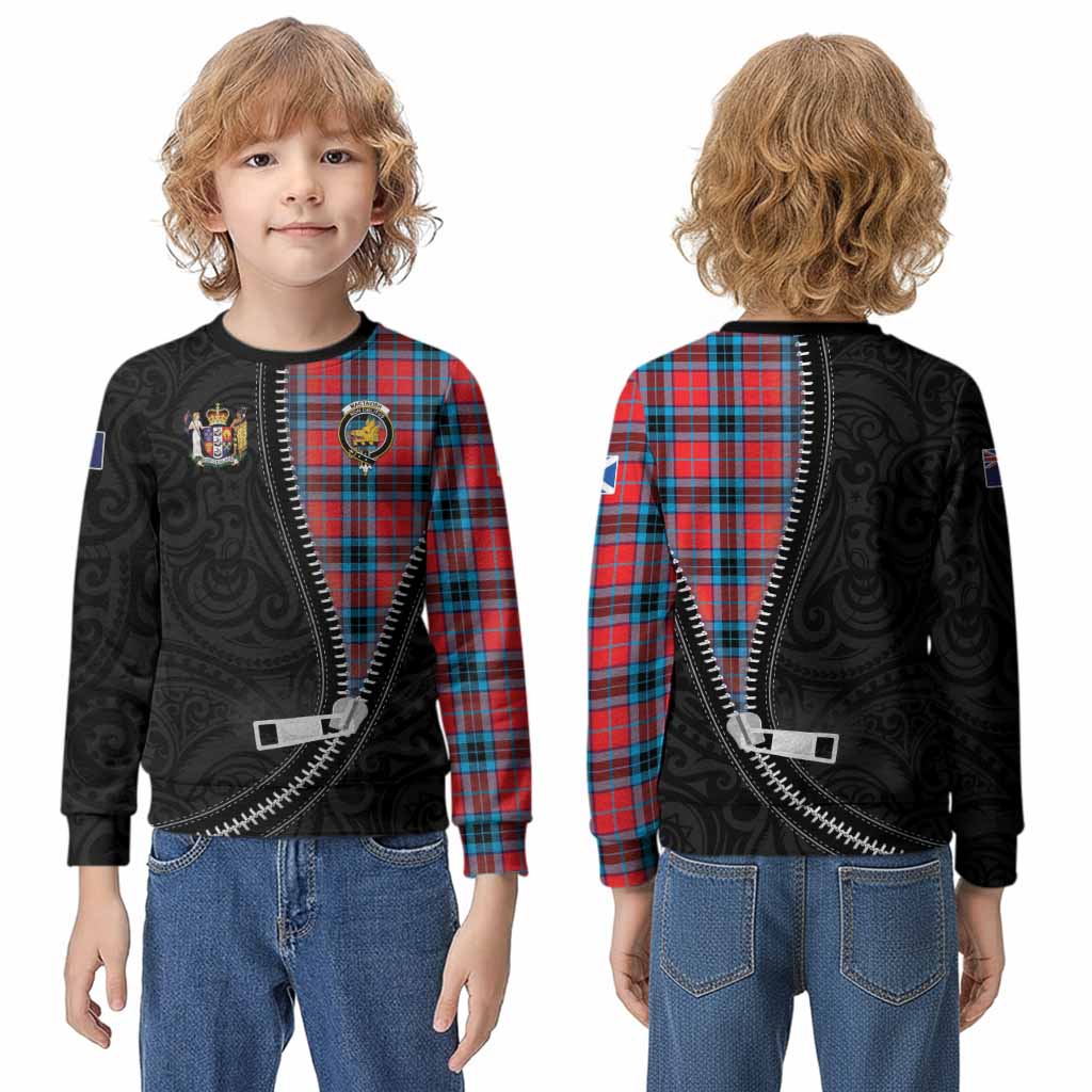 MacTavish (McTavish) Tartan Kid Knitted Sweatshirt New Zealand Pattern Unique Zipper Stylized
