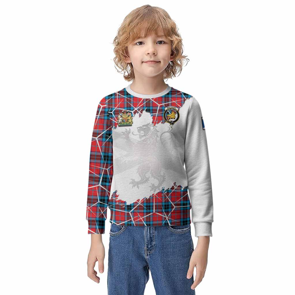 MacTavish (McTavish) Tartan Kid Knitted Sweatshirt with Family Crest and Lion Rampant Grunge Style