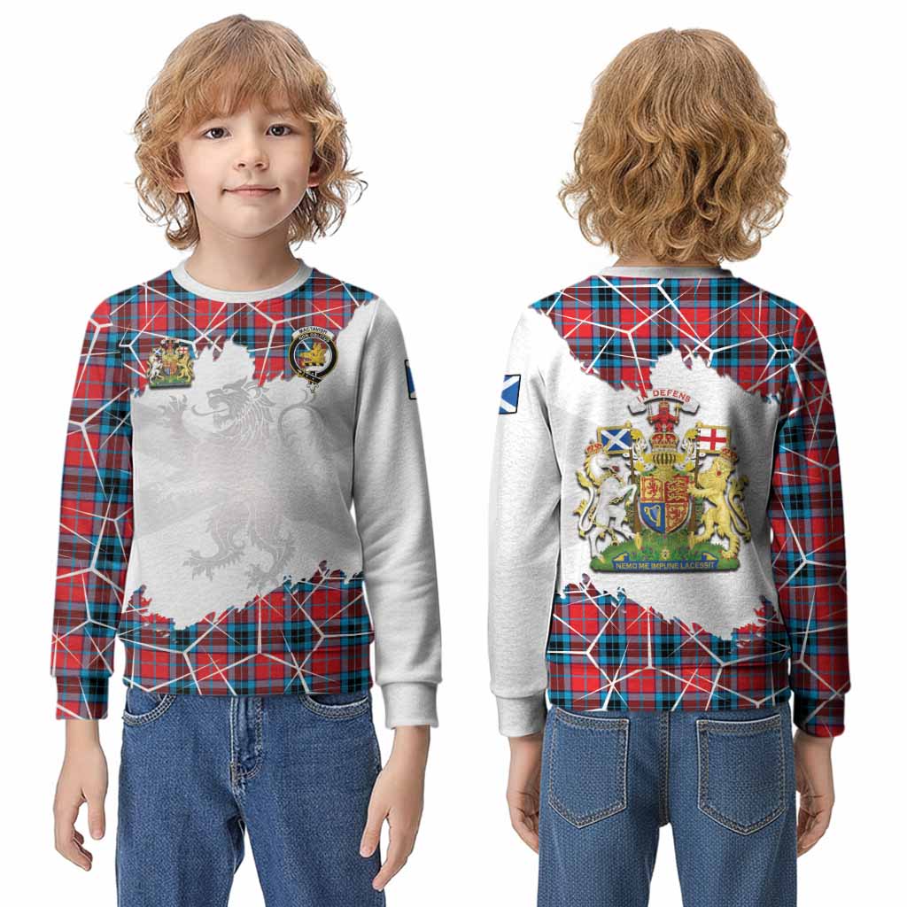 MacTavish (McTavish) Tartan Kid Knitted Sweatshirt with Family Crest and Lion Rampant Grunge Style