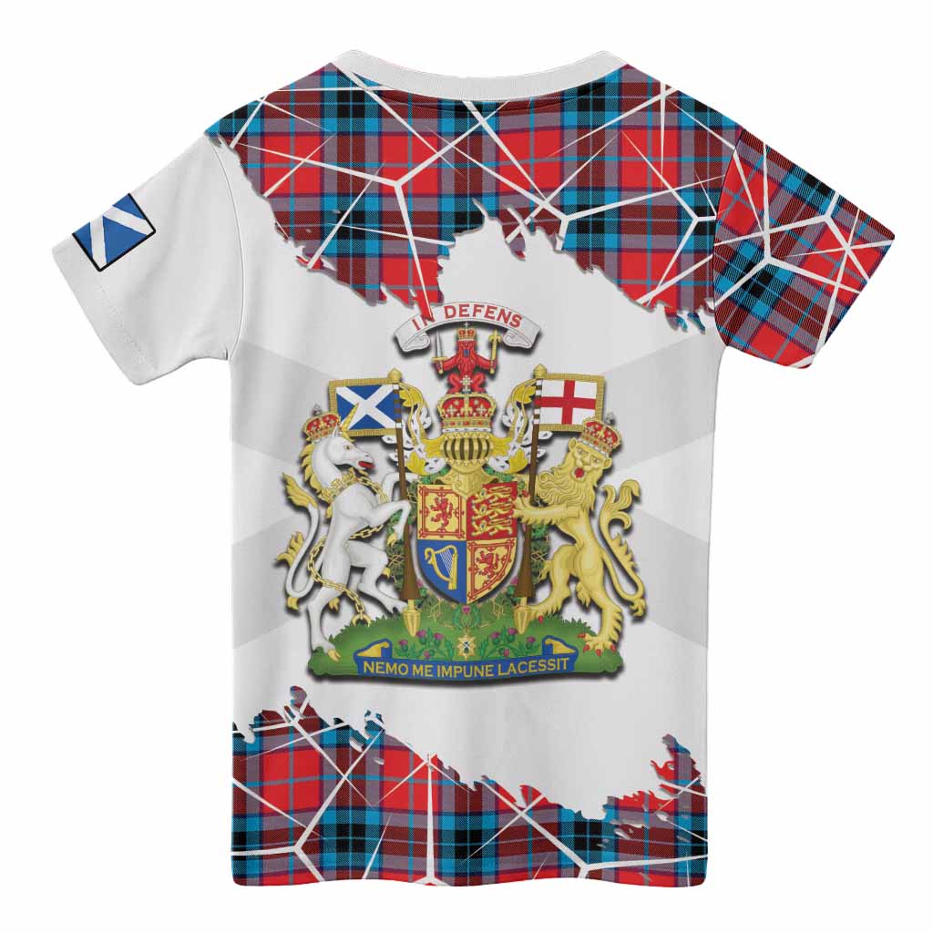 MacTavish (McTavish) Tartan Kid T-shirt with Family Crest and Lion Rampant Grunge Style
