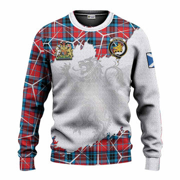 MacTavish (McTavish) Tartan Knitted Sweater with Family Crest and Lion Rampant Grunge Style