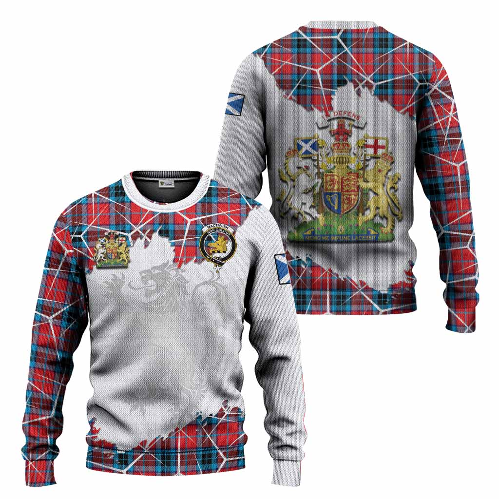 MacTavish (McTavish) Tartan Knitted Sweater with Family Crest and Lion Rampant Grunge Style