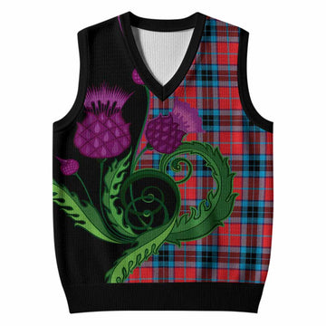 MacTavish (McTavish) Tartan Knitted V-Neck Vest Traditional Scottish Thistle