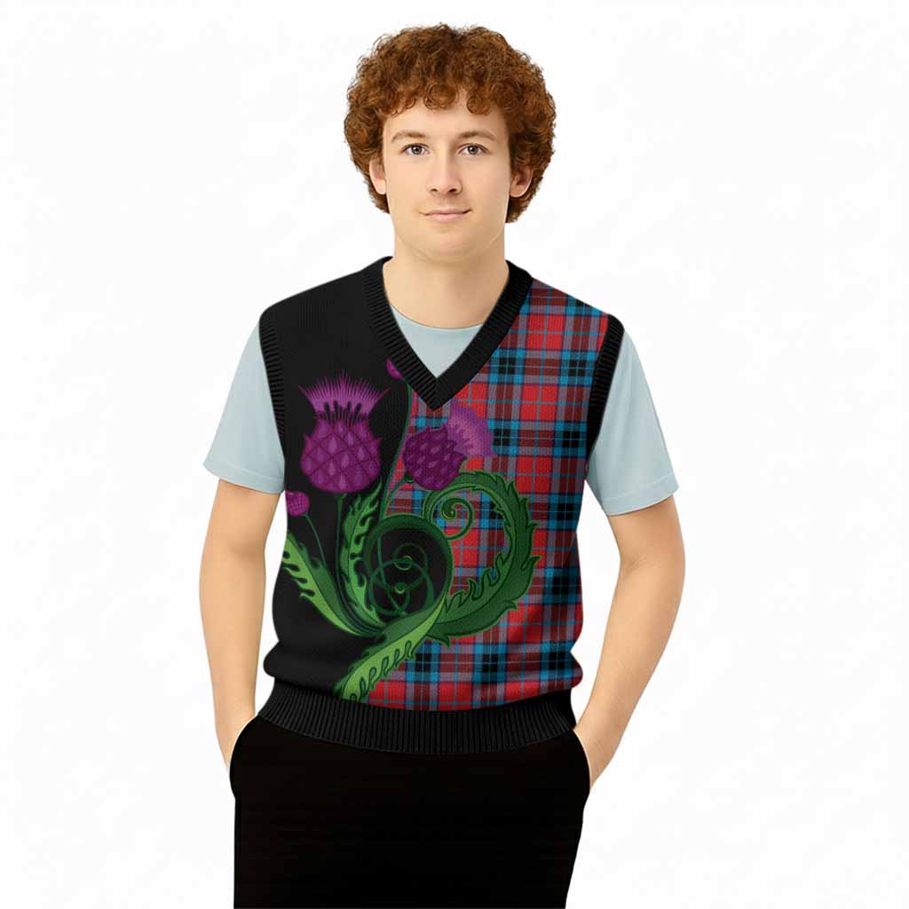 MacTavish (McTavish) Tartan Knitted V-Neck Vest Traditional Scottish Thistle