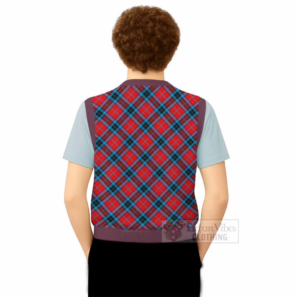 MacTavish (McTavish) Tartan Knitted V-Neck Vest with Family Crest Cross Style