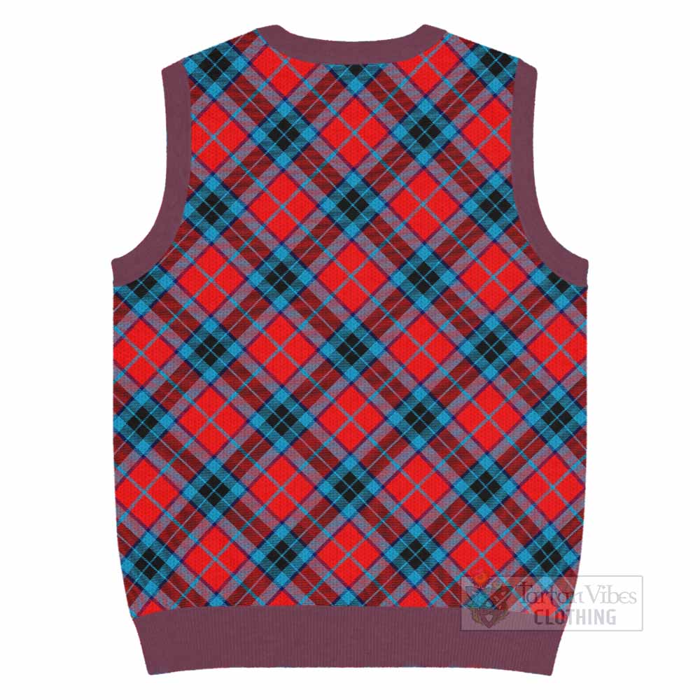 MacTavish (McTavish) Tartan Knitted V-Neck Vest with Family Crest Cross Style