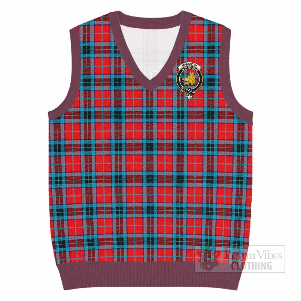 MacTavish (McTavish) Tartan Knitted V-Neck Vest with Family Crest - Tartan Vibes Clothing