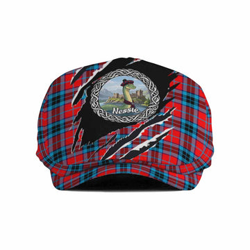 MacTavish (McTavish) Tartan Loch Ness Monster Flat Cap, Jeff Cap Celtic Knot Nessie Art