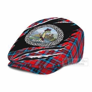 MacTavish (McTavish) Tartan Loch Ness Monster Flat Cap, Jeff Cap Celtic Knot Nessie Art