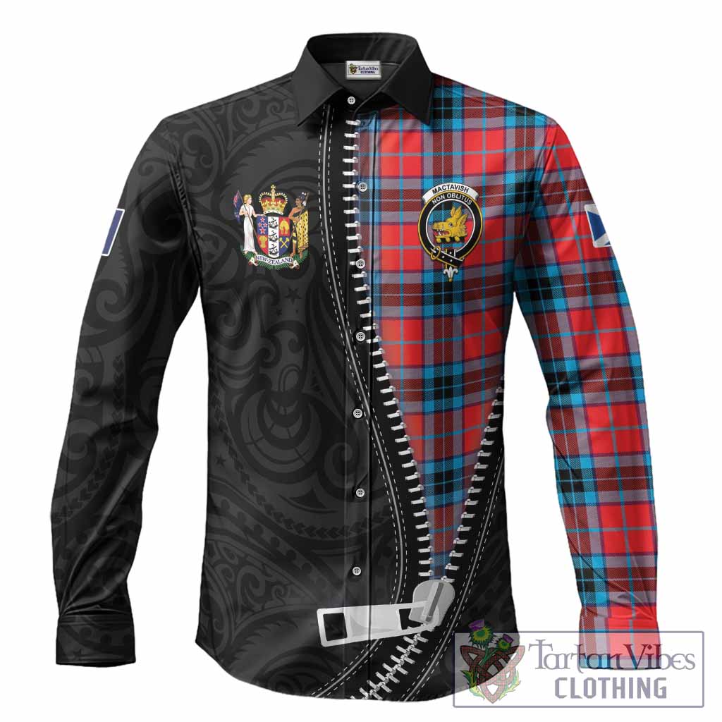 MacTavish (McTavish) Tartan Long Sleeve Button Shirts New Zealand Pattern Unique Zipper Stylized