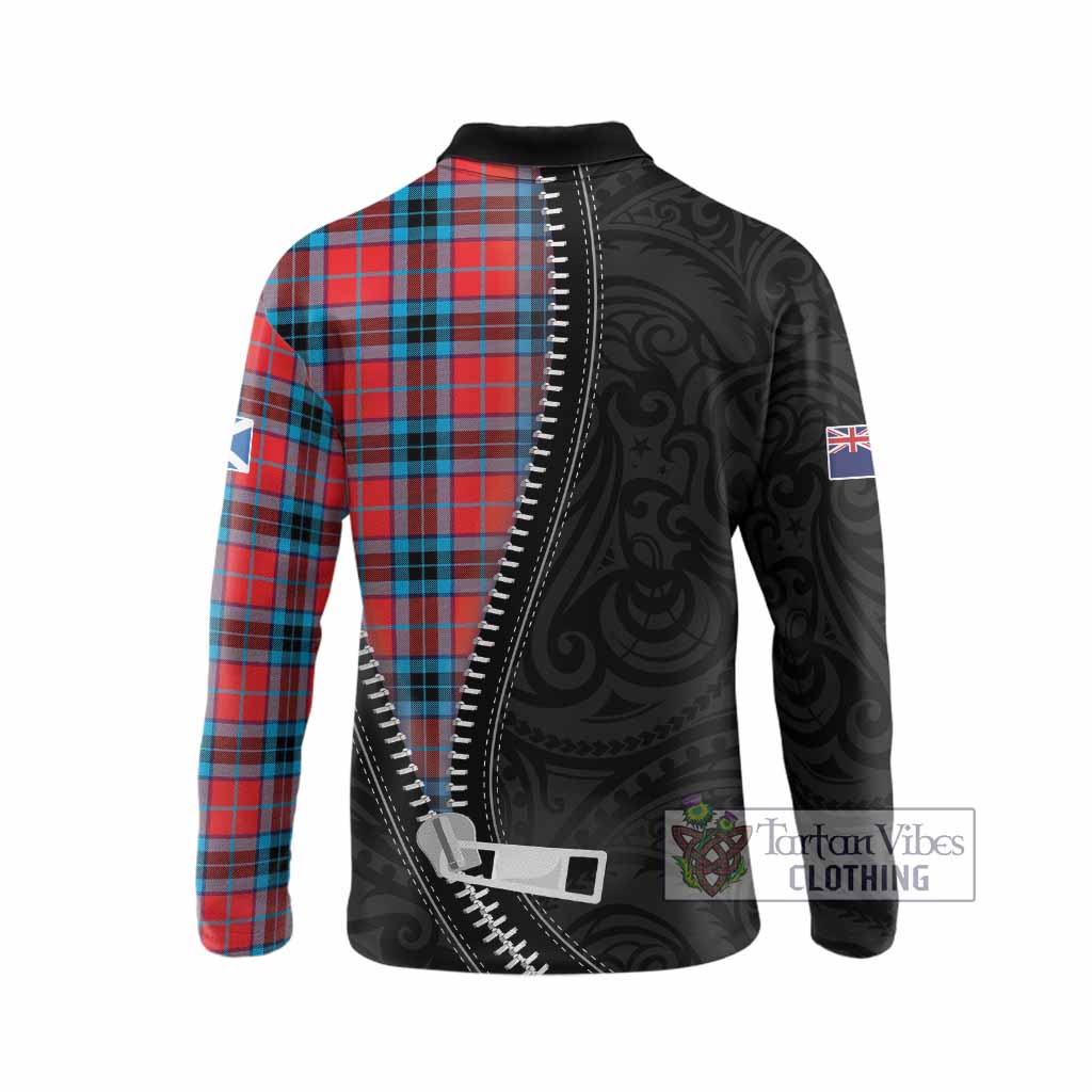 MacTavish (McTavish) Tartan Long Sleeve Polo Shirt New Zealand Pattern Unique Zipper Stylized