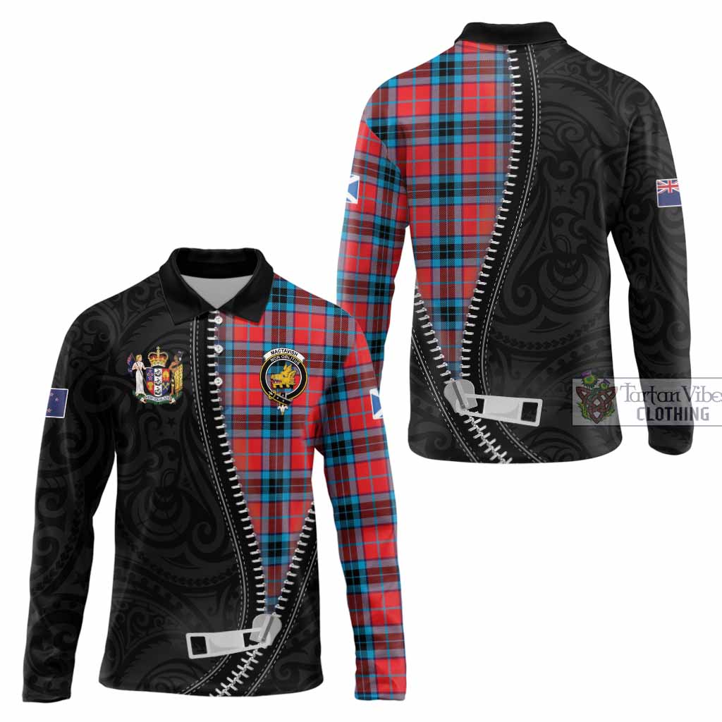 MacTavish (McTavish) Tartan Long Sleeve Polo Shirt New Zealand Pattern Unique Zipper Stylized