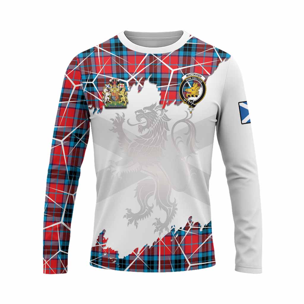 MacTavish (McTavish) Tartan Long Sleeve T-Shirt with Family Crest and Lion Rampant Grunge Style