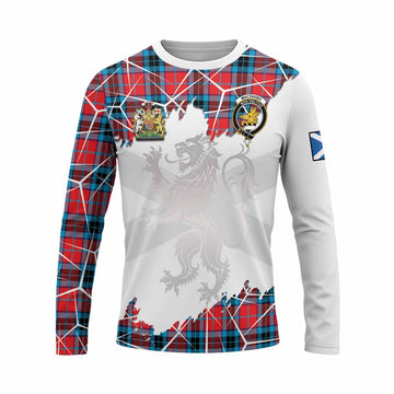 MacTavish (McTavish) Tartan Long Sleeve T-Shirt with Family Crest and Lion Rampant Grunge Style