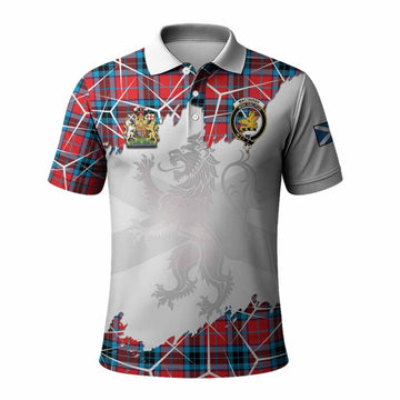 MacTavish (McTavish) Tartan Polo Shirt with Family Crest and Lion Rampant Grunge Style