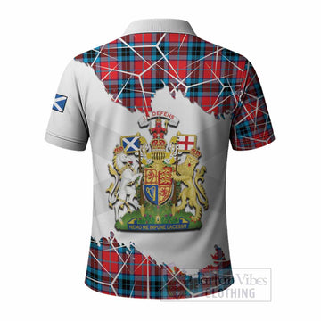 MacTavish (McTavish) Tartan Polo Shirt with Family Crest and Lion Rampant Grunge Style