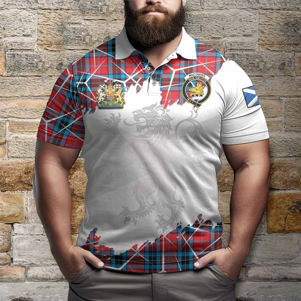 MacTavish (McTavish) Tartan Polo Shirt with Family Crest and Lion Rampant Grunge Style