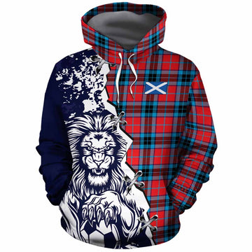 MacTavish (McTavish) Tartan Scottish Cotton Hoodie Angry Lion With Soccer Ball Style