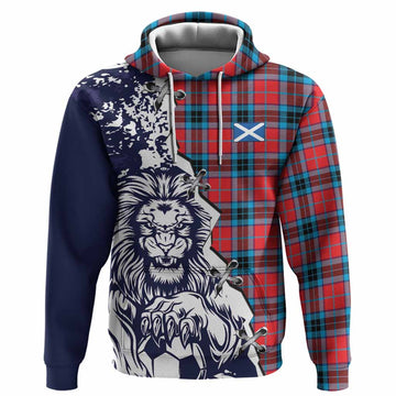 MacTavish (McTavish) Tartan Scottish Hoodie Angry Lion With Soccer Ball Style