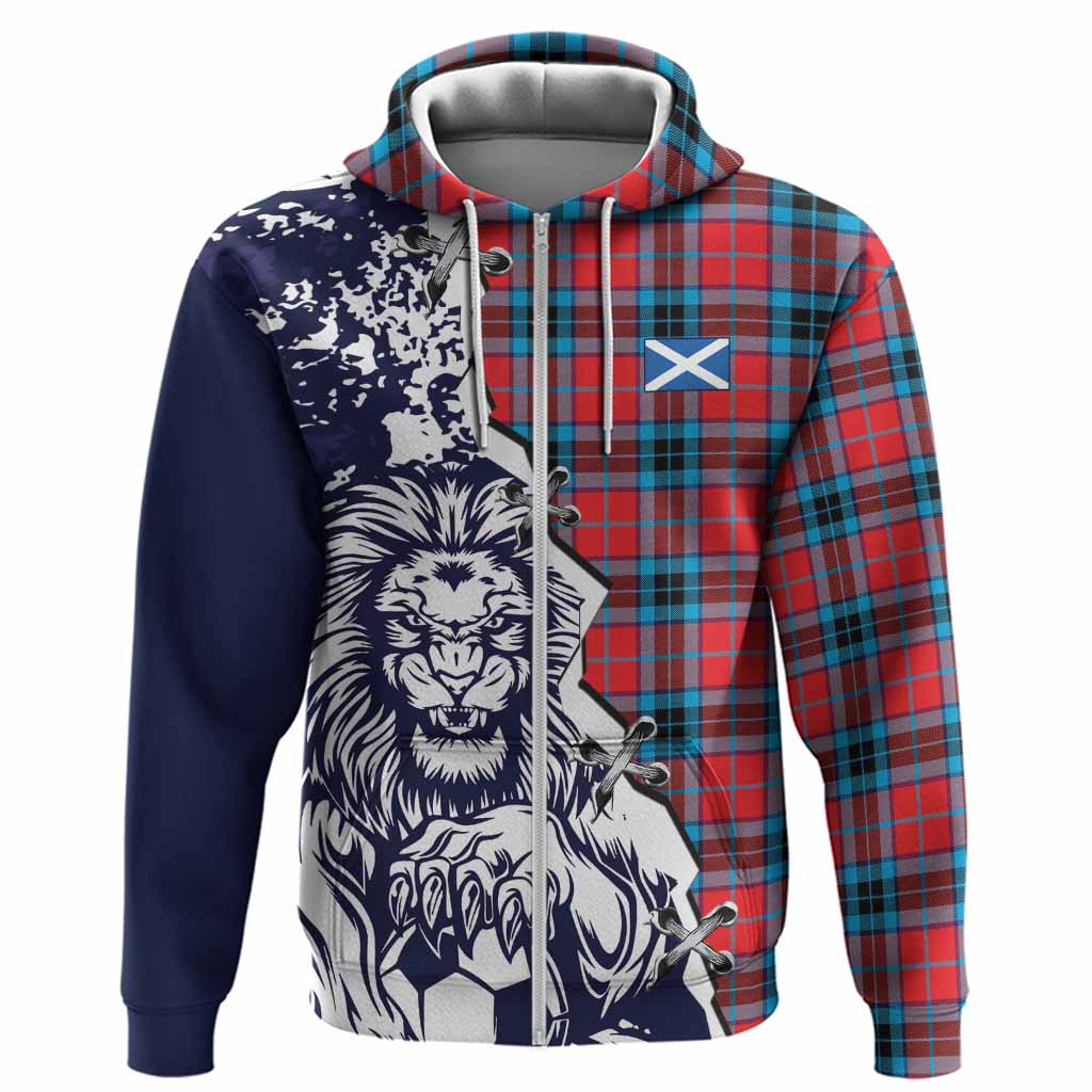 MacTavish (McTavish) Tartan Scottish Hoodie Angry Lion With Soccer Ball Style