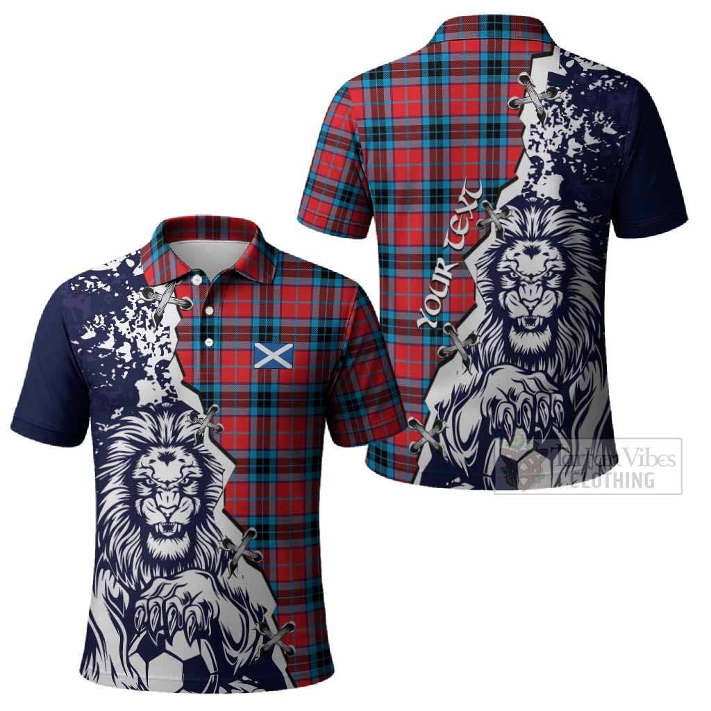 MacTavish (McTavish) Tartan Scottish Polo Shirt Angry Lion With Soccer Ball Style
