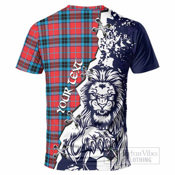 MacTavish (McTavish) Tartan Scottish T-Shirt Angry Lion With Soccer Ball Style