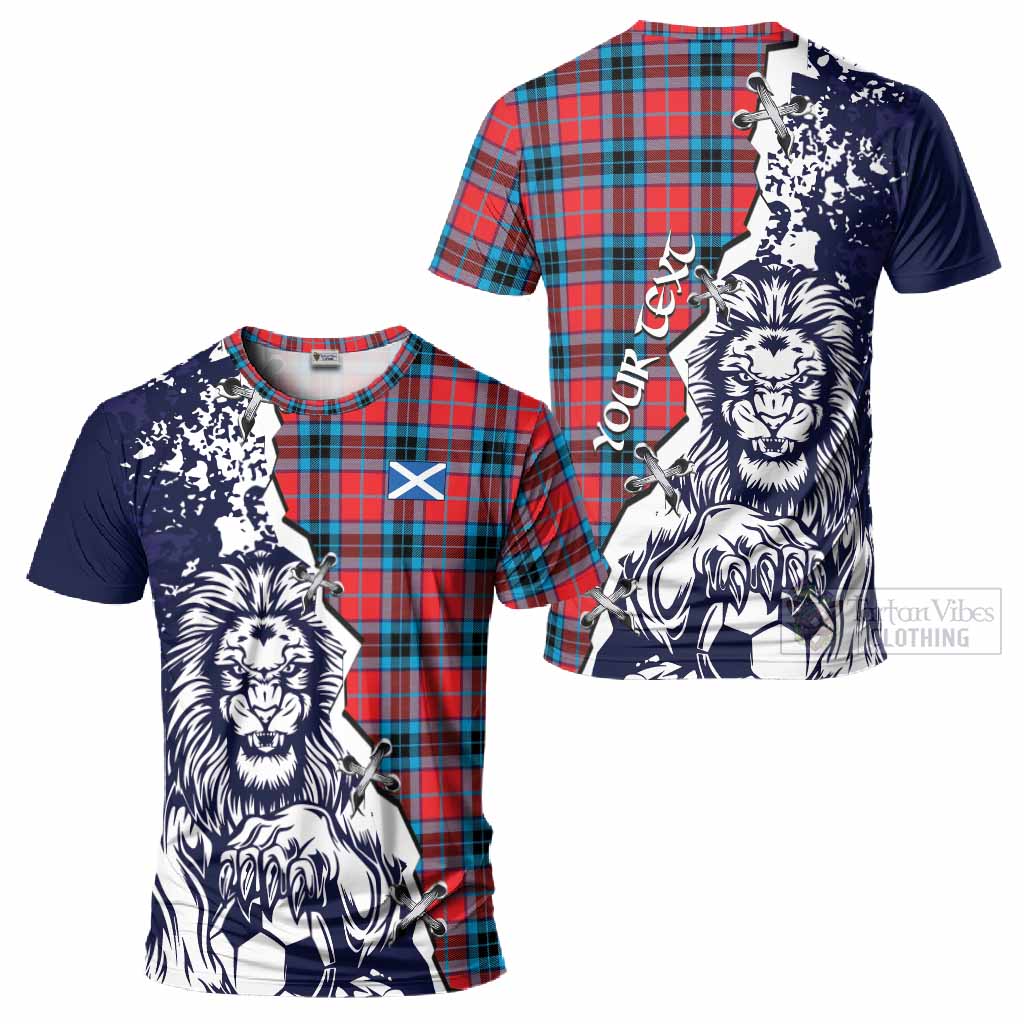 MacTavish (McTavish) Tartan Scottish T-Shirt Angry Lion With Soccer Ball Style