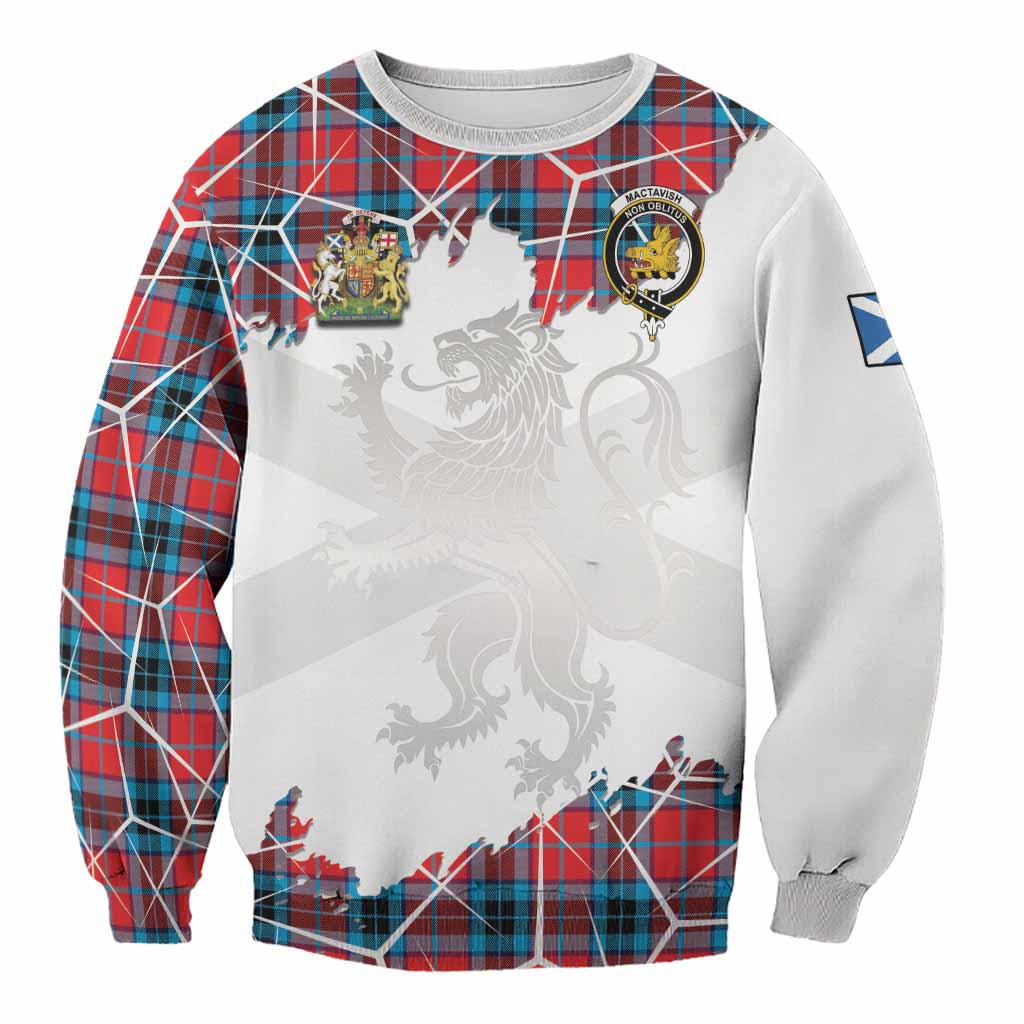 MacTavish (McTavish) Tartan Sweatshirt with Family Crest and Lion Rampant Grunge Style