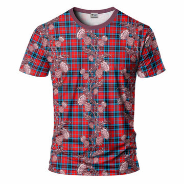 MacTavish (McTavish) Tartan T-Shirt Seamless Scottish Thistle Flowers