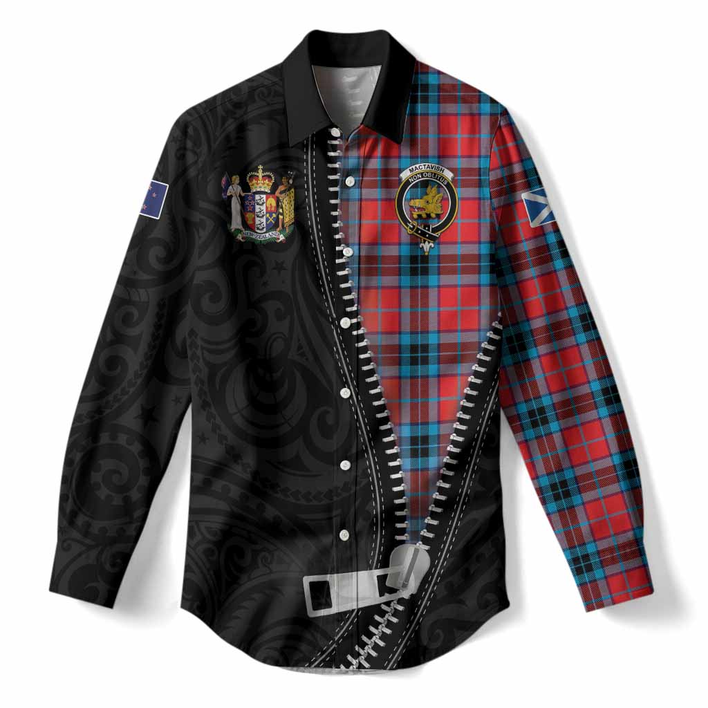 MacTavish (McTavish) Tartan Women Casual Shirt New Zealand Pattern Unique Zipper Stylized
