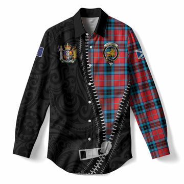MacTavish (McTavish) Tartan Women Casual Shirt New Zealand Pattern Unique Zipper Stylized