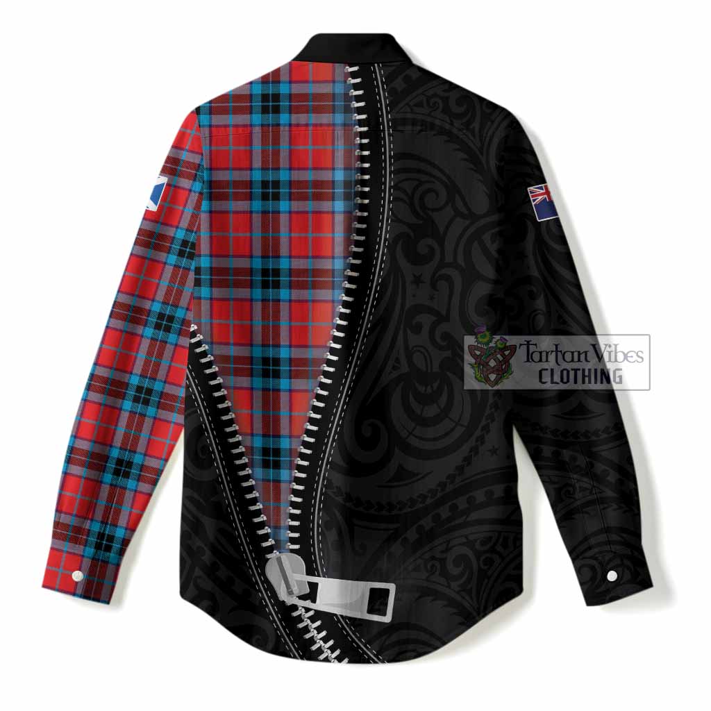 MacTavish (McTavish) Tartan Women Casual Shirt New Zealand Pattern Unique Zipper Stylized