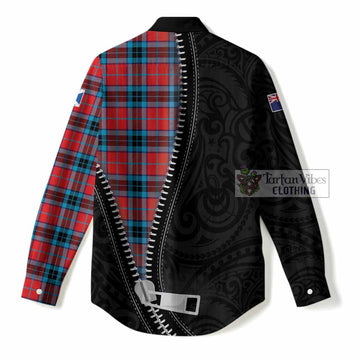 MacTavish (McTavish) Tartan Women Casual Shirt New Zealand Pattern Unique Zipper Stylized