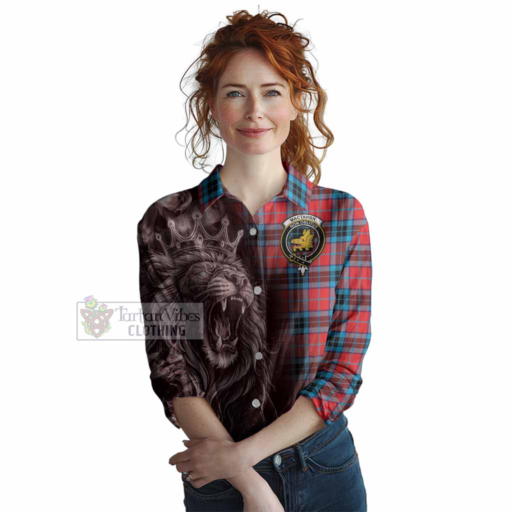 MacTavish (McTavish) Tartan Women Casual Shirt Roaring Lion Heritage