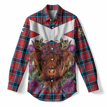 MacTavish (McTavish) Tartan Women Casual Shirt Scottish Thistle Heilan Coo