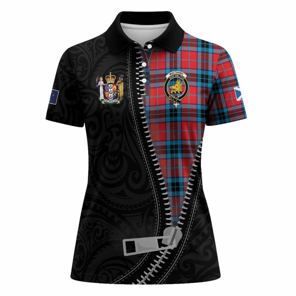 MacTavish (McTavish) Tartan Women Polo Shirt New Zealand Pattern Unique Zipper Stylized