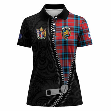 MacTavish (McTavish) Tartan Women Polo Shirt New Zealand Pattern Unique Zipper Stylized