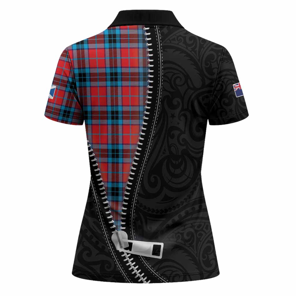 MacTavish (McTavish) Tartan Women Polo Shirt New Zealand Pattern Unique Zipper Stylized