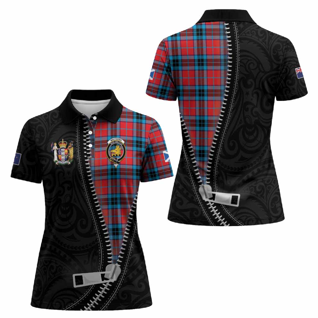 MacTavish (McTavish) Tartan Women Polo Shirt New Zealand Pattern Unique Zipper Stylized