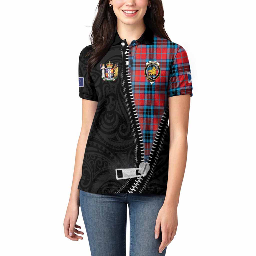 MacTavish (McTavish) Tartan Women Polo Shirt New Zealand Pattern Unique Zipper Stylized